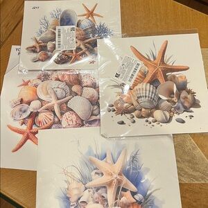 Beach Themed Starfish and Shells Art Print stickers